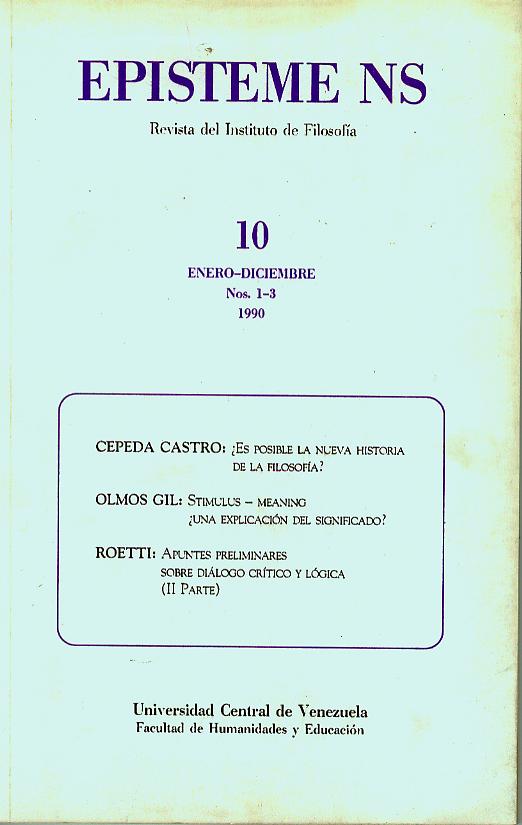 					Ver Vol. 10 Núm. 1-3 (1990): Episteme NS, Vol. 10, Nº 1-3, 1990
				