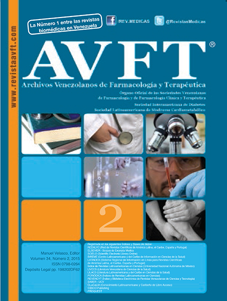 					View Vol. 34 No. 2 (2015): AVFT -Archivos Venezolanos de Farmacología y Terapéutica
				