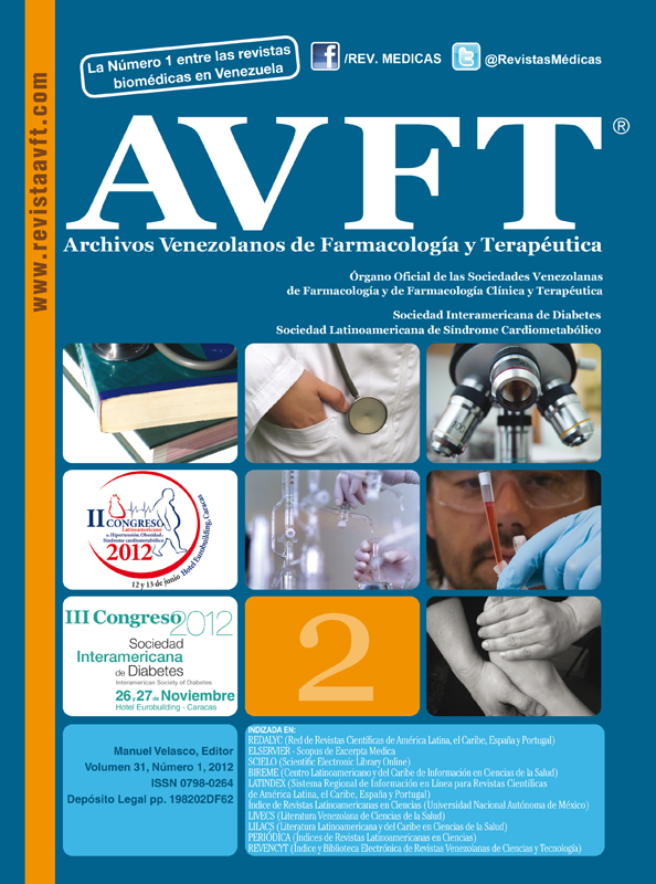 					View Vol. 31 No. 1 (2012): AVFT – ARCHIVOS VENEZOLANOS DE FARMACOLOGÍA Y TERAPÉUTICA
				