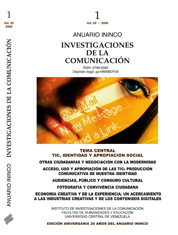 Portada Anuario ININCO VOL28 N°1 2008 Edición Aniversaria 20 años