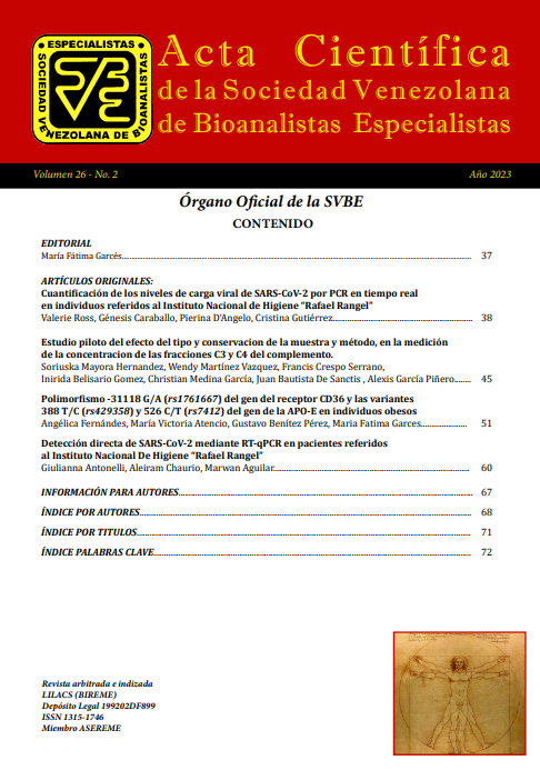 					Ver Vol. 26 Núm. 2 (2023): Acta Científica de la Sociedad Venezolana de Bioanalistas Especialistas
				